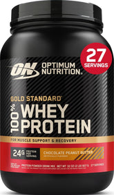 Optimum Nutrition envase frontal chocolate mantequilla de maní, sabor atractivo y nutritivo