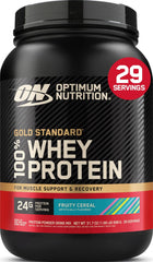 Optimum Nutrition envase frontal Fruity Cereal muestra identidad y sabor
