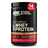 Optimum Nutrition tub front view showing packaging and product trust
