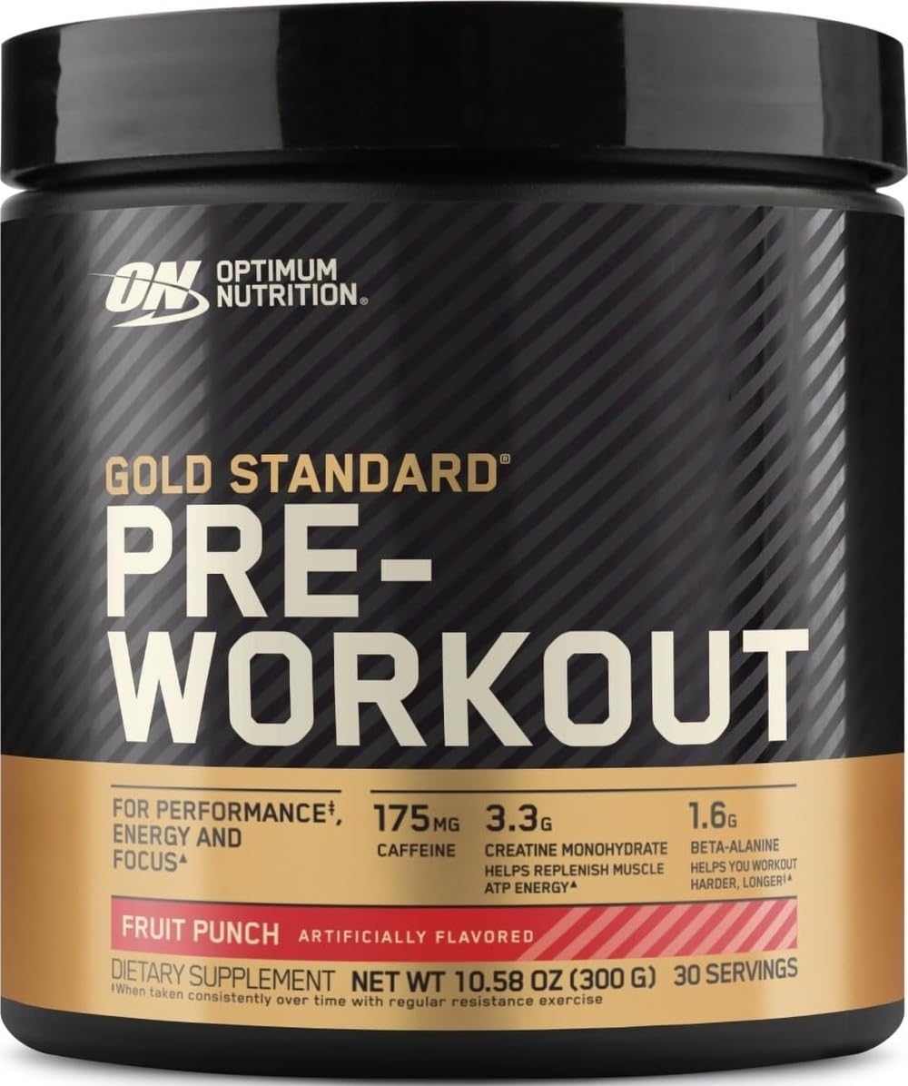 Optimum Nutrition bote frontal mostrando sabor Fruit Punch y portabilidad