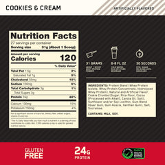 Optimum Nutrition vaso con batido listo, disfrutando recuperación y sabor agradable