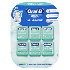 Oral-B primer plano del hilo mostrando su textura y deslizamiento suave