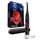 Oral-B iO Kids Spiderman front view showing playful design and easy start benefit