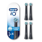 Oral-B front packaging showing four replacement heads and benefits