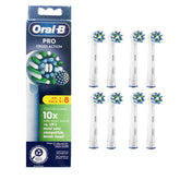 Oral-B front packaging showing pack of eight heads and clear product benefit