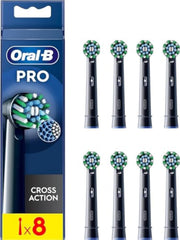Oral-B cabezal frontal paquete negro mostrando diseño X y limpieza profunda
