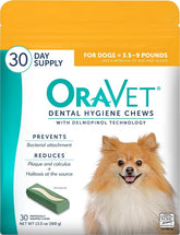 OraVet yellow pouch front showing product and brand for easy identification