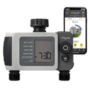 Orbit B-hyve XD front view showing dual outlets and compact design for easy control