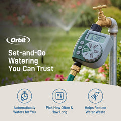Orbit side view at water connection showing secure hose attachment