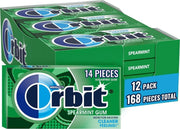 Orbit caja frontal con 12 paquetes, muestra conveniencia y ahorro