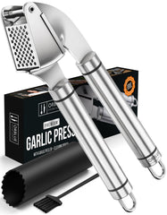 Orblue prensa de ajo frontal mostrando diseño robusto y eficiencia