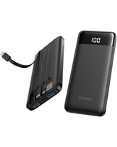 Orfeika vista frontal del power bank mostrando diseño compacto y práctico