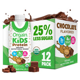 Orgain batido chocolate frontal mostrando el envase y sabor cremoso