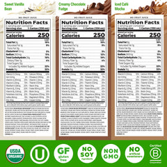 Orgain primer plano de la etiqueta con ingredientes y certificación orgánica