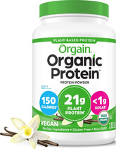 Orgain front packaging showing product and benefits for easy selection