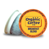 The Organic Coffee Co. front packaging showing 36 compostable pods and convenience