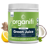 Organifi front packaging showing label and clean design, promoting convenience