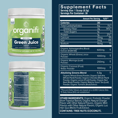 Organifi powder close-up texture highlighting fine grind for easy mixing