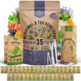 Organo Republic front packaging showing full 35-variety seed kit and contents for variety