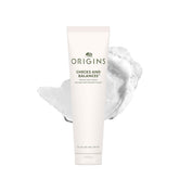 Origins bottle front packaging showing product and clean design benefit