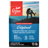 ORIJEN bolsa frontal 13 lb mostrando el empaque y beneficios nutricionales