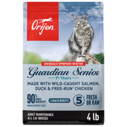 ORIJEN front packaging showing Guardian Senior benefits and grain-free formula