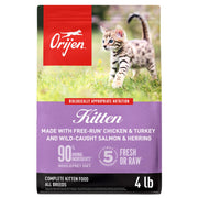 ORIJEN kitten front of bag showing branding and 4 lb size for confidence