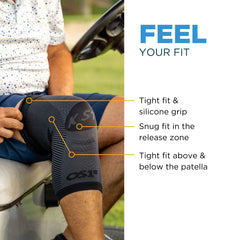 OrthoSleeve KS7 comparación de tamaño sobre regla para elegir la talla correcta