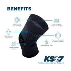 OrthoSleeve KS7 usado por corredor para soporte durante entrenamiento