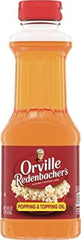 Orville Redenbacher's botella frontal mostrando contenido y marca, conveniencia almacenaje