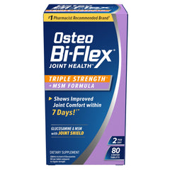 Osteo Bi-Flex imagen frontal del envase mostrando 80 tabletas y beneficios
