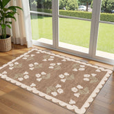 Othilic front-facing floral entry rug showcasing boho tan design and welcome appeal