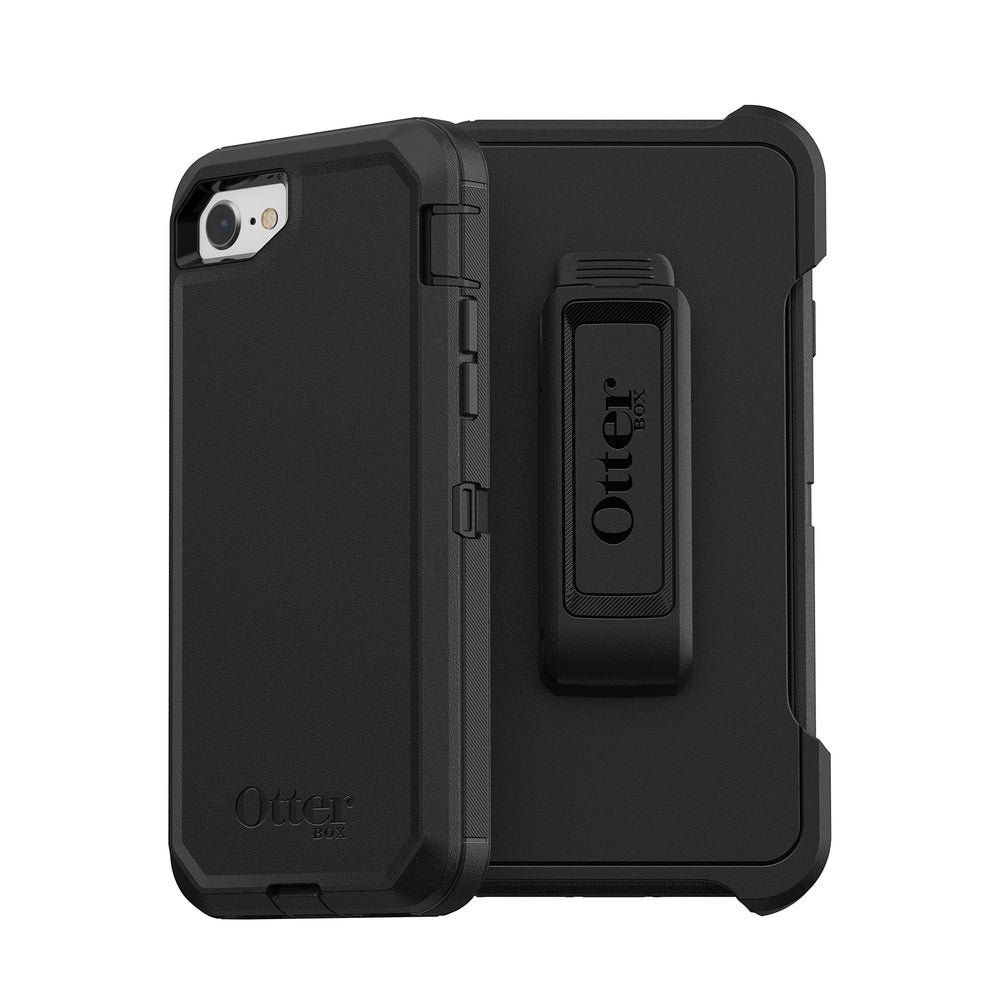 OtterBox vista frontal de la funda negra mostrando cobertura completa y protección