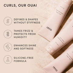 OUAI crema rizos detalle de etiqueta con información del producto