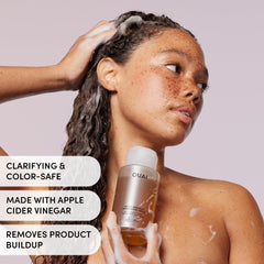 OUAI champú Detox botella 16 oz con etiqueta legible y beneficio detox