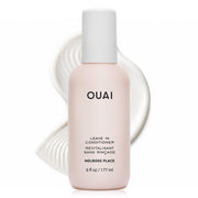 OUAI leave in conditioner front packaging shows bottle and label, easy identification and benefits