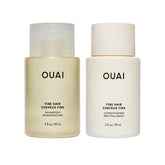 OUAI set frontal en tamaño viaje mostrando envases compactos y fácil transporte