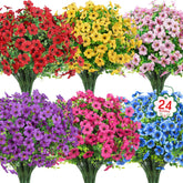 Ouddy Decor frente del paquete con 24 flores multicolor útil para decoración