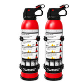 Ougist front view of compact extinguisher showing readable instructions and portability benefit
