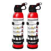 Ougist front view of compact extinguisher showing readable instructions and portability benefit
