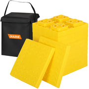 OULEME front view of 12-pack leveling blocks showing kit and carry bag, organized for travel benefits