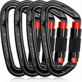 Oupeng sky front view of 4-pack carabiners showing sturdy design and convenience