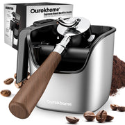 Ourokhome front view of knock box showing sturdy stainless steel and neat benefit