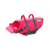 Outward Hound front view showing bright pink life jacket and buoyant design for safety