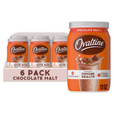 Ovaltine canister front view showing label and product benefits