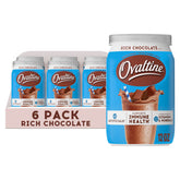 Ovaltine jar front packaging showing brand and chocolate flavor for pantry selection