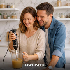 OVENTE stainless immersion shaft closeup for durable blending performance
