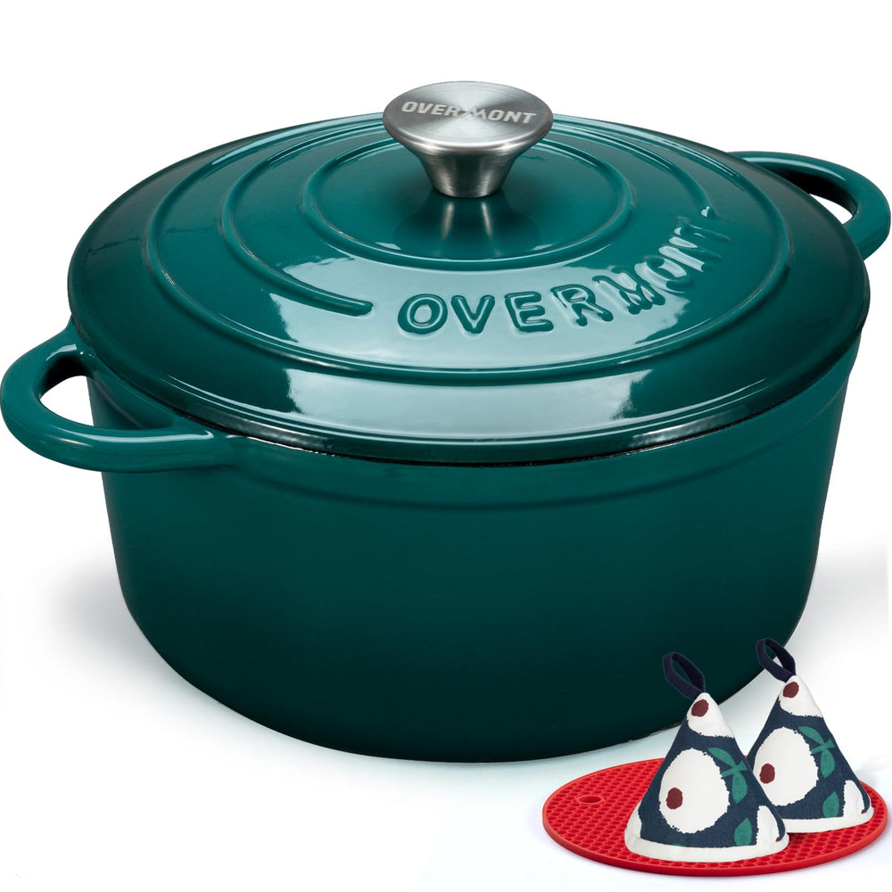 Overmont olla en frente verde botella, aspecto elegante para servir