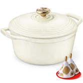 Overmont Dutch oven front view in white showing elegant stove-to-table appeal and heat retention