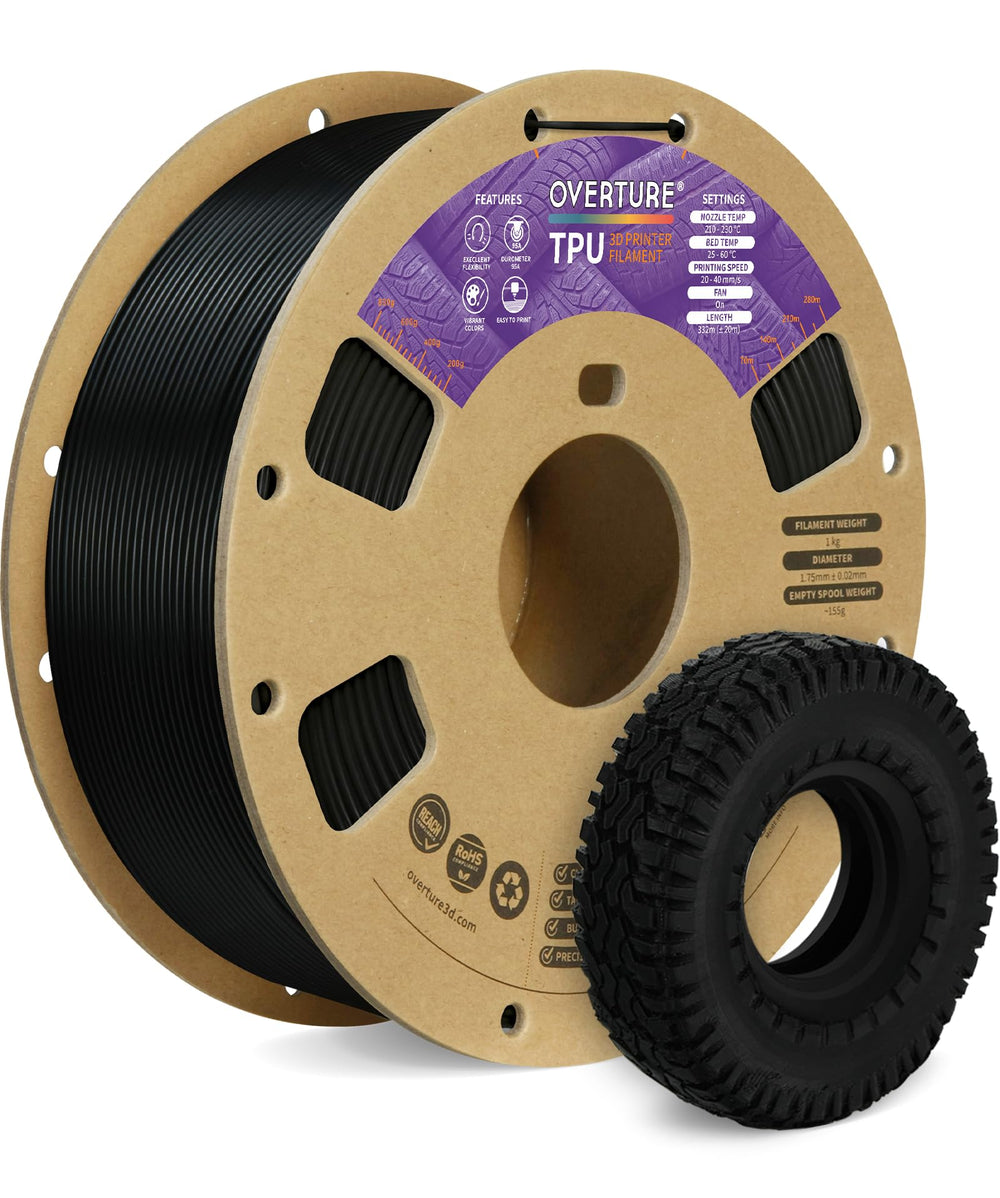 OVERTURE paquete frontal filamento TPU 95A negro protege contra humedad